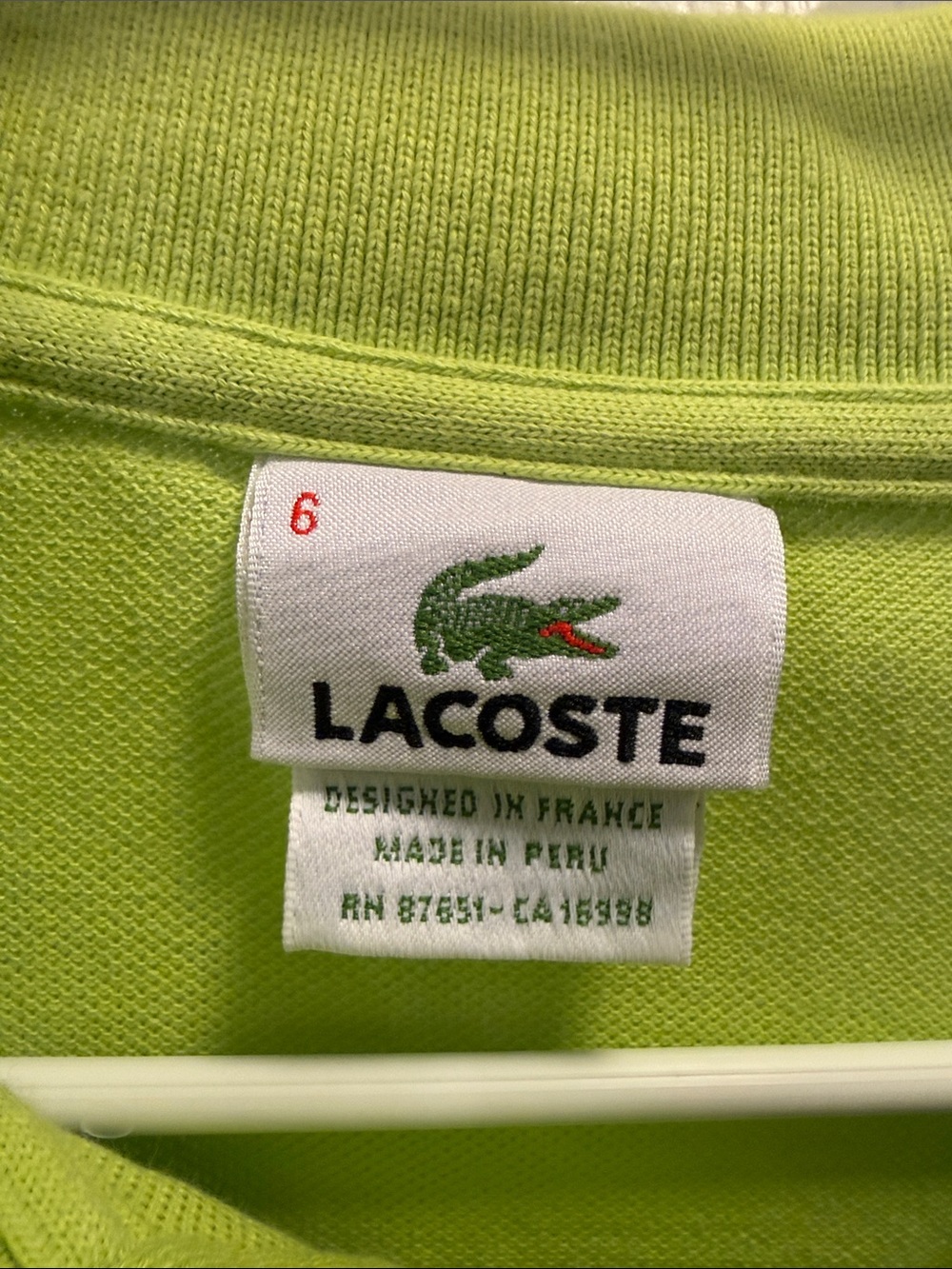 Lacoste Men’s Lime Green Piqué Polo Shirt - Picture 2 of 4
